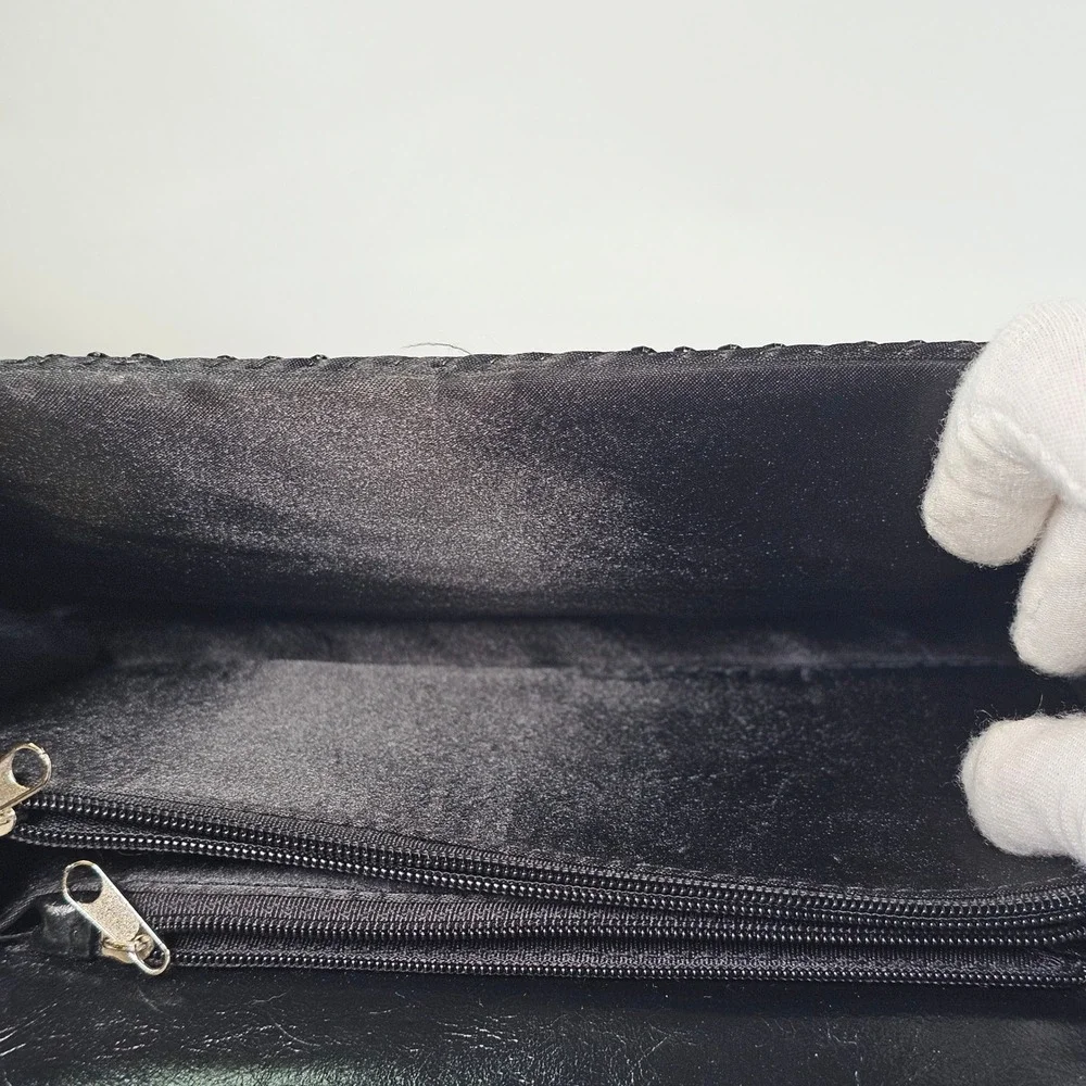 ALDO‎ Black Mesh Metal Tile Evening Clutch Bag with Chain Strap Silver Accent